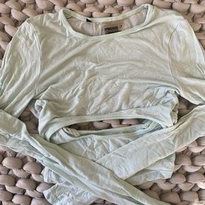 Gymshark cutout long sleeve ballet crop top in mint XS